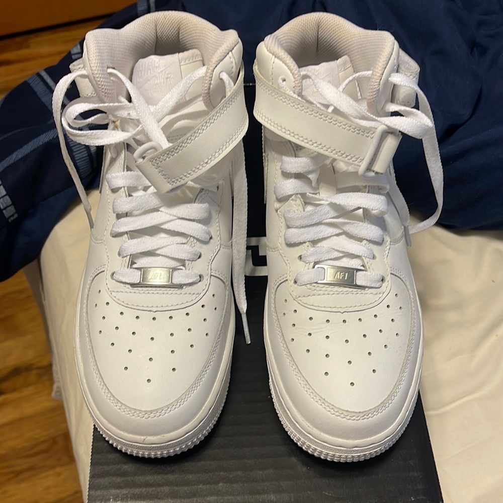 All White Nike Air Force 1 high top